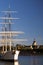 Historic sailing vessel in downtown Stockholm