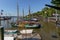 Historic ships located at the museum harbor of Oevelgoenne in Hamburg, Germany