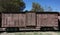 Historic Southern Pacific railroad narrow gauge wooden boxcar at the Laws, California Railroad Museum