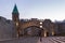 The historic St. Johnâ€™s Gate, originally built in 1693 and rebuilt in 1940 seen during a Fall early morning