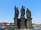 Historic statues on Charles Bridge in Prague,