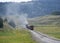 A historic steam train in a valley in Colorado