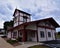 historic swiss style firehouse building in New Glarus WI