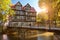 Historic timber house by river Gera in inner Erfurt in Germany