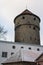 Historic tower defense tower in Old Town  in winter. Estonia