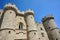 Historic towers and battlements of the Order of the Knights Castle in Rhodes