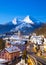 Historic town of Berchtesgaden with famous Watzmann mountain in the background, National park Berchtesgadener, Upper Bavaria,