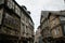 Historic town center of Dinan in Brittany with medieval half-timbered houses