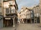Historic town center of Dinan in Brittany with medieval half-timbered houses