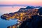 Historic town of Dubrovnik aerial sunset view