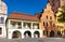 Historic Town Hall Ratusz building and Odwach Guardhouse and archeological museum at Rynek main market square in Stargard, Poland