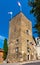 Historic Town Hall with stone tower at Place du Petit Puy square in old town quarter of perfumery city of Grasse in France