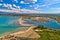 Historic town of Nin laguna and beach sandbars aerial view