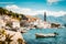 Historic town of Perast at Bay of Kotor in summer, Montenegro