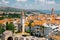 Historic town Trogir panorama view from Kamerlengo castle and fortress in Trogir, Croatia