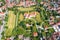 Historic town of Varazdin aerial view, baroque tourist destination