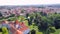 Historic town of Varazdin center architecture aerial view