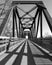 Historic Trestle Train Bridge in black and white