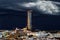 Historic Triana Neighborhood and Seville city skyline at dusk. Seville city, Tradition and Modernity