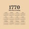 Historic vector calendar of 1770. Start on Sunday