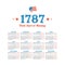 Historic vector calendar of 1787. Start on Monday