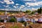 Historic walled town of Obidos, near Lisbon, Portugal. Beautiful streets of Obidos Medieval Town, Portugal. Street view of