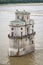 Historic water intake tower built in 1894 below the Old Chain of Rocks bridge on the Mississippi River near St Louis