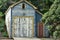 Historic weathered wooden boat shed