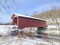 Historic West Arlington Covered Bridge in the winter in Vermont