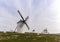 The historic white windmills of La Mancha above the town of Campo de Criptana
