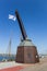Historic wooden crane in the harbor of Rostock