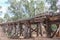 An historic wooden railway trestle bridge near Muckleford, Australia