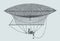 Historical aeronautic steam-driven and dirigible ballon from 1852