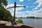 Historical anchor on River Rhine in Dusseldorf Kaiserswerth, Germany