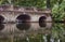 Historical arches brick bridge, oil painting