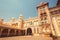 Historical arches and tower of the royal Palace of Mysore, built in 1912