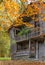 Historical barn farmhouse in the alps, autumn colors.