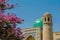 Historical beautiful mausoleum monument decorated with rose flowers in Tajikistan