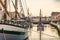 Historical boats in canal port of Cesenatico