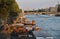 Historical boats in the Seine river in Paris, France