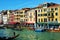 Historical buildings and gondolas from Rialto bridge, Venice, Italy, Europe
