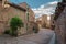 Historical buildings and street in an ancient town Moureze, in Herault, in Occitanie, France