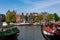 Historical canalhouses on the Amstel canal in Amsterdam.