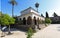 The historical Charles V Pavilion with glazed tile decorations in Ladies Garden of Alcazar Gardens in Seville, Spain.