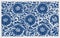 Historical chinese hand-drawn ornamental floral pattern. Blue colored illustration after a 19th century etching