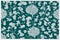 Historical chinese hand-drawn ornamental floral pattern. Illustration on a blue-green background after a 19th century etching