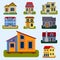 Historical city modern world most visited famous distinctive house building front face facade vector illustration