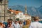 HISTORICAL CITY OF PERAST, MONTENEGRO: Tourists walk in the hist