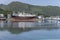 Historical coastal cruiser ashore on embankment at Stokmarknes, Norway