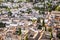 Historical district Albaicin in Granada, Spain photographed from above. Narrow winding streets with traditional buildings dating